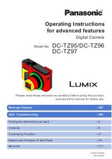 Panasonic Lumix TZ95 manual. Camera Instructions.